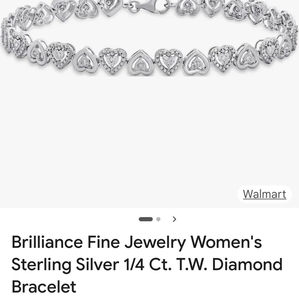 Women's Sterling Silver Heart Diamond Bracelet - Silver